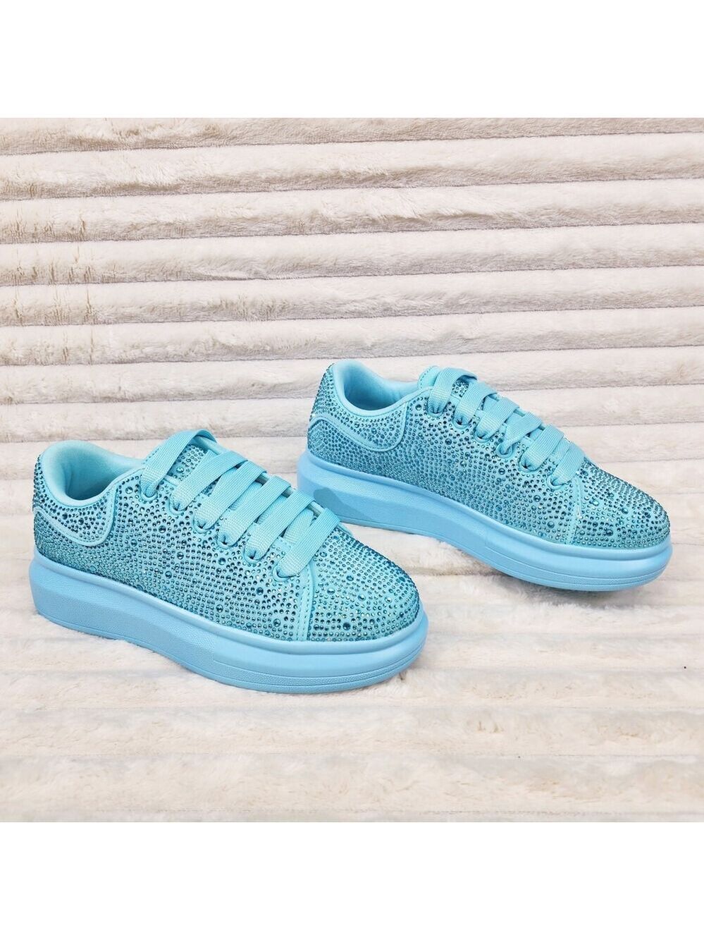 NIB Cush Baby Blue Rhinestone Sneakers Tennis Shoes - Picture 9 of 9